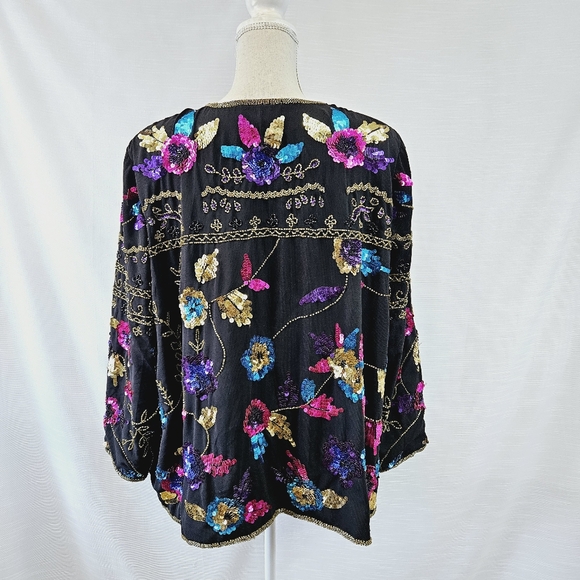 Vintage Plus Drapers + Damons Sequin Floral Jacket size 1X - Picture 7 of 10